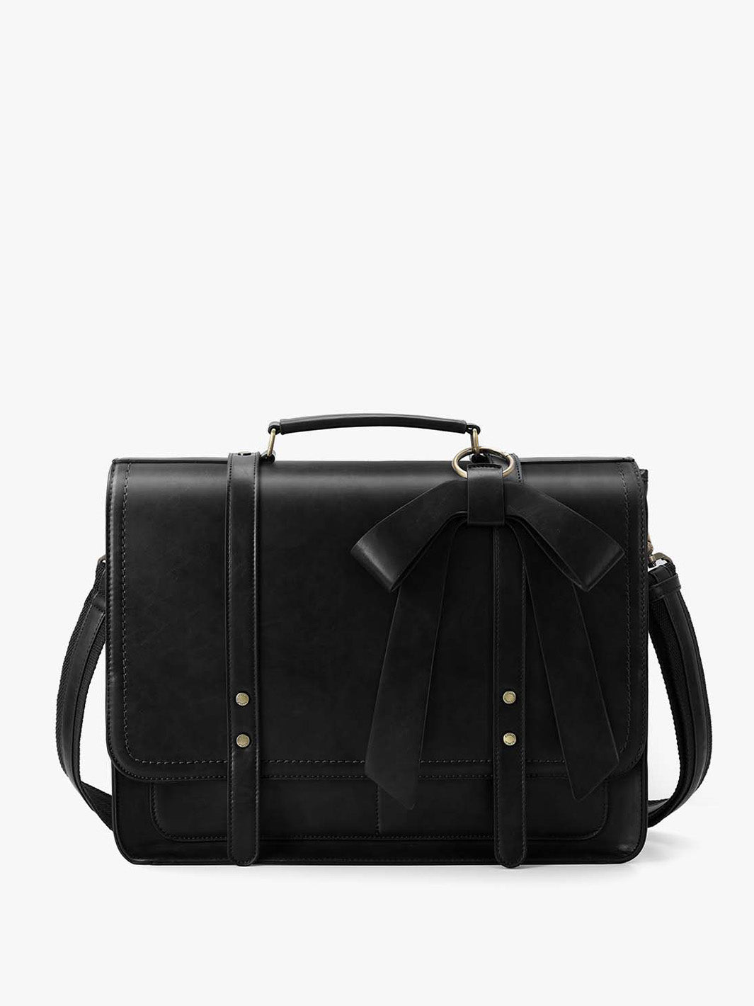 Women s PU Detachable Bow Big Briefcase