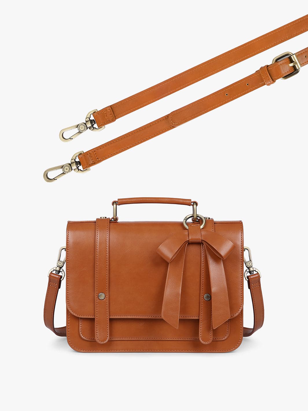 Leather briefcase with online shoulder strap