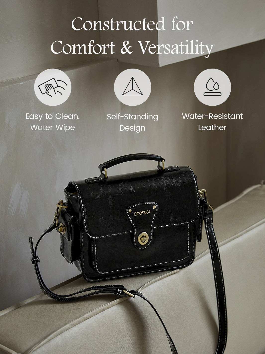 Alison Vintage Vegan Leather Crossbody Bag– Ecosusi