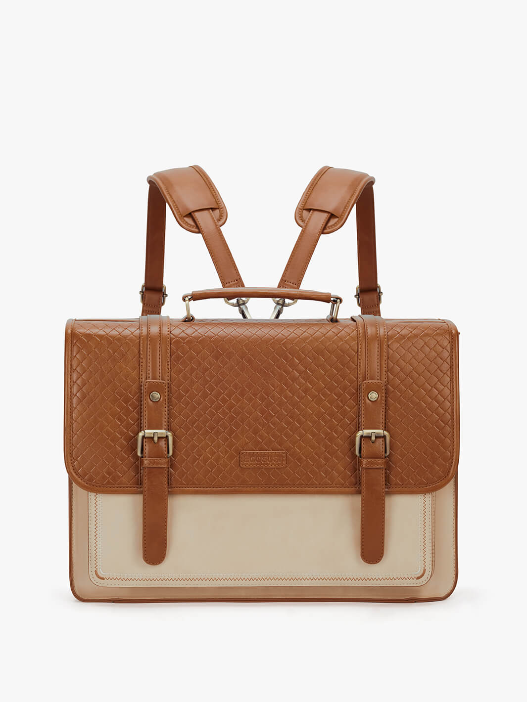 Ecosusi Dolce Weave Vegan Leather 15.6 inch Briefcase Brown Only Us