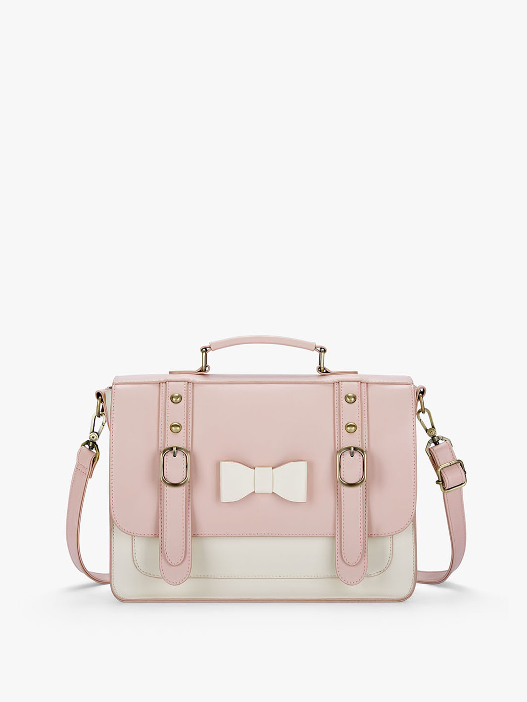 Pink leather messenger discount bag