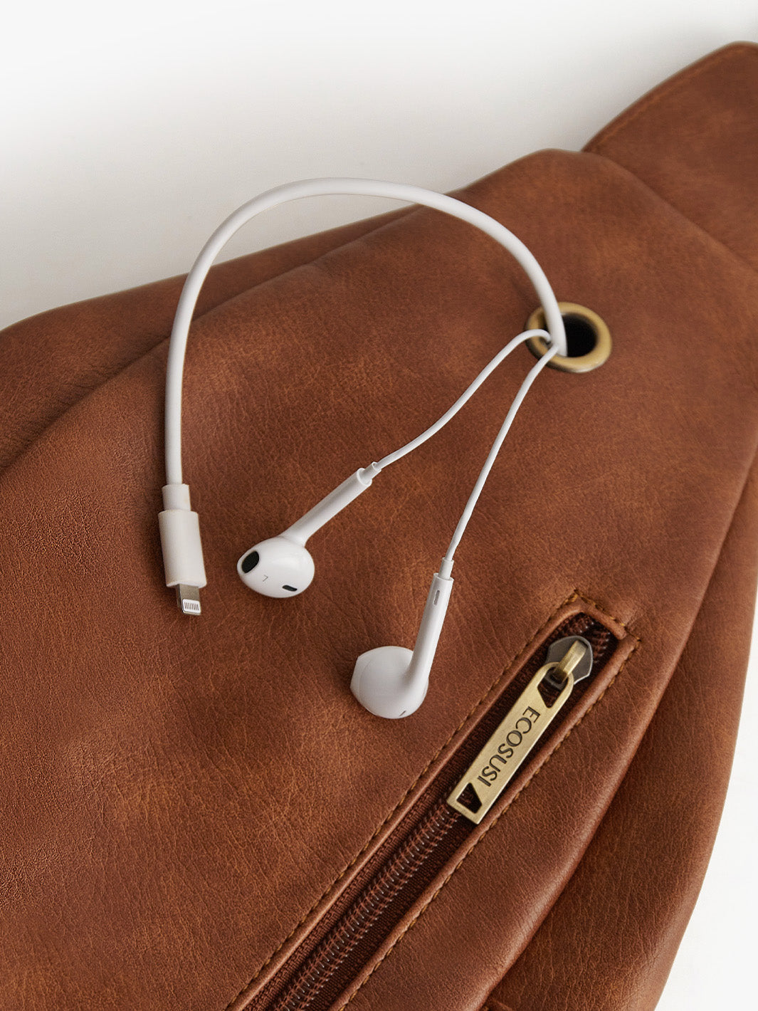 Vintage Leather Sling Bag with Guitar Strap