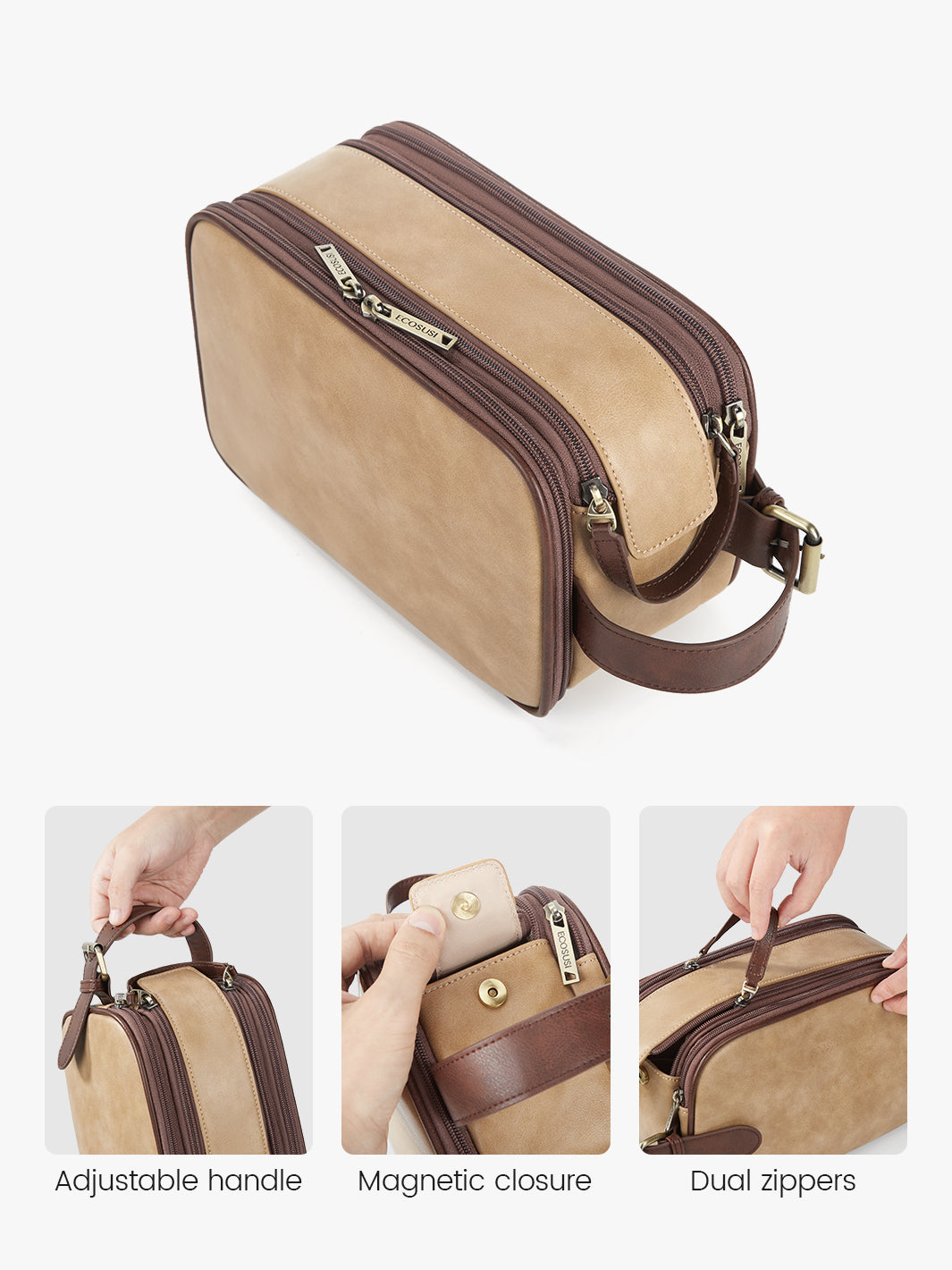 Elena Large Vegan Leather Toiletry Bag