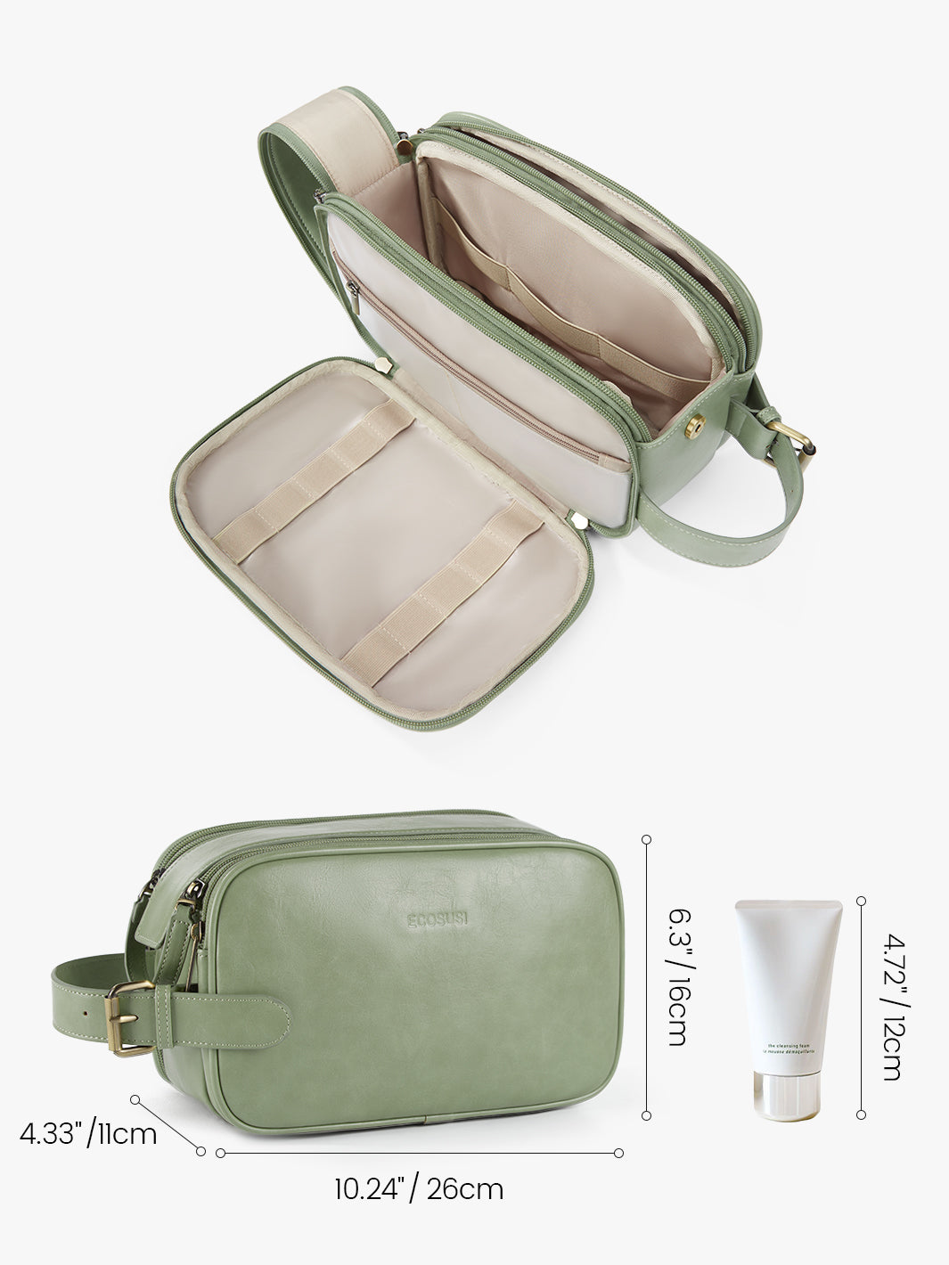 Elena Large Vegan Leather Toiletry Bag