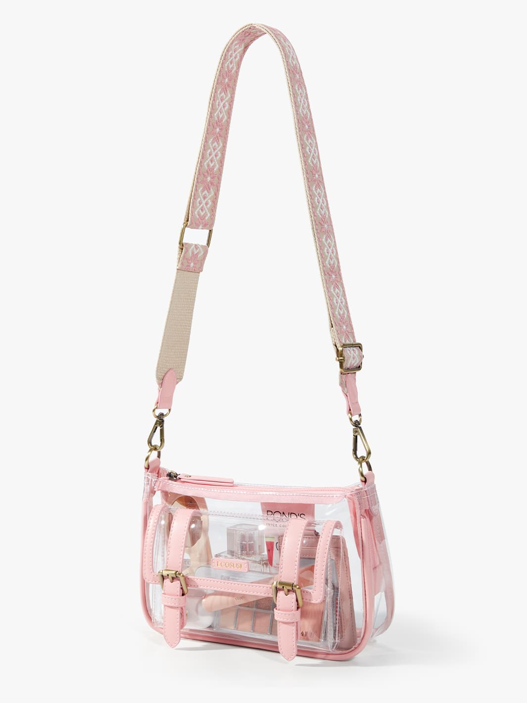 Pink clear crossbody online bag