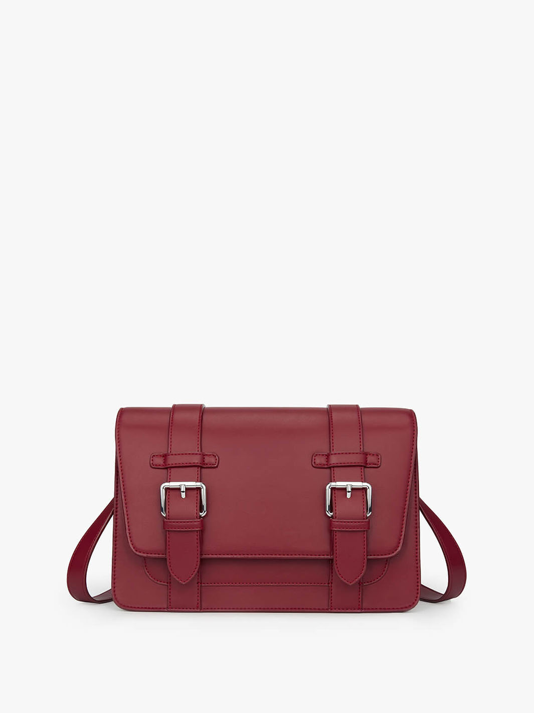 Red leather store messenger bag