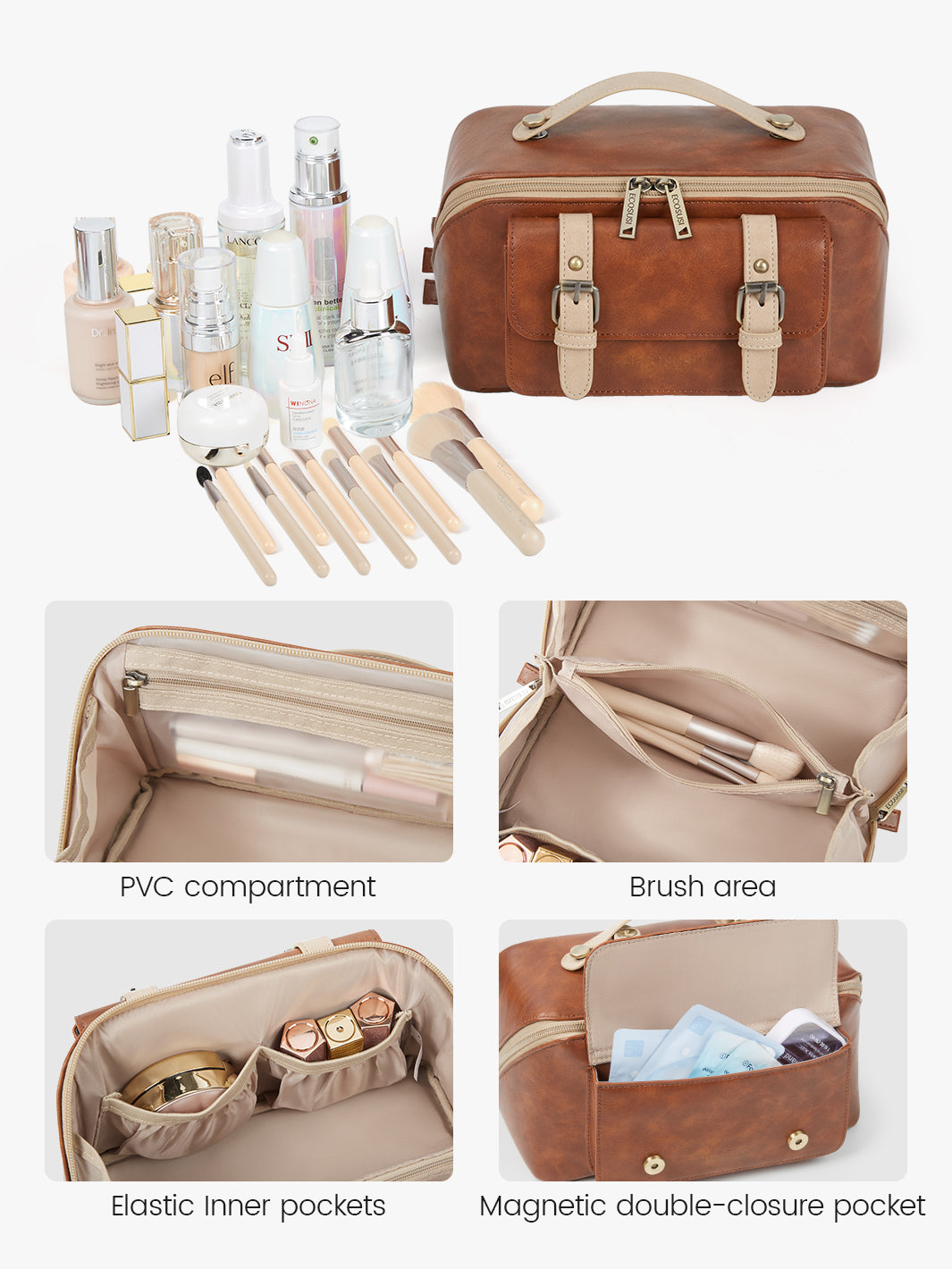 best makeup bag for travel brown