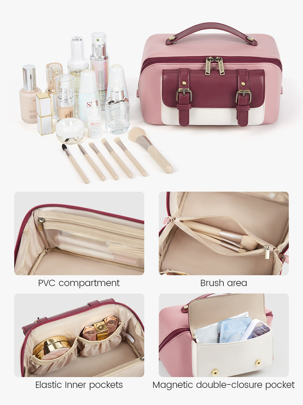 best makeup bag for travel pink