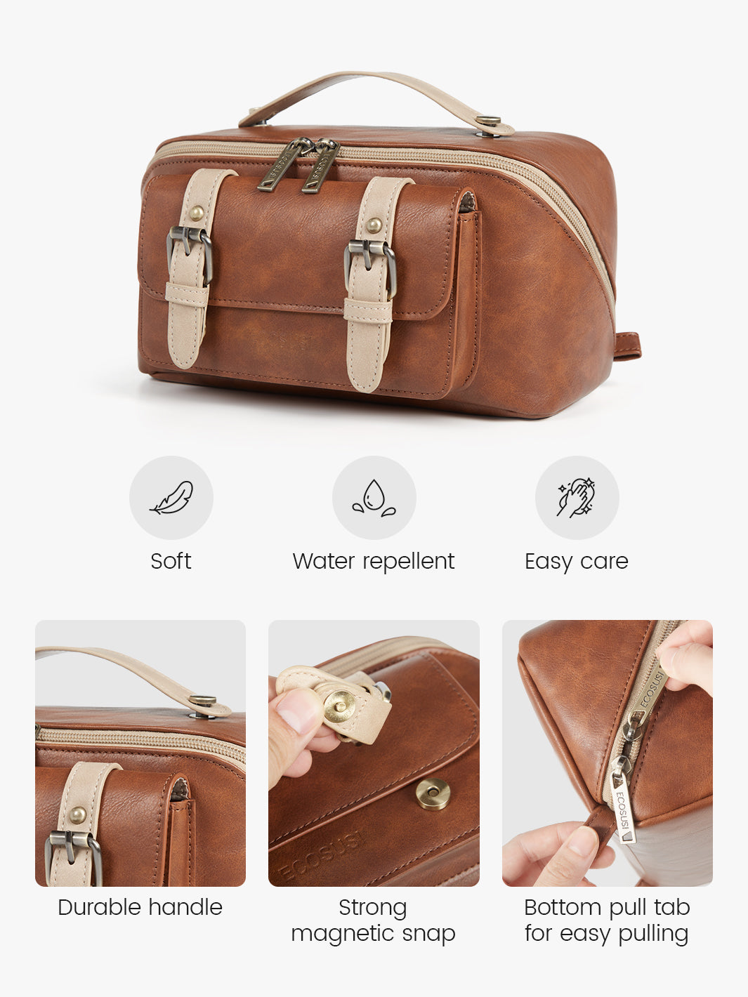 makeup travel bag brown