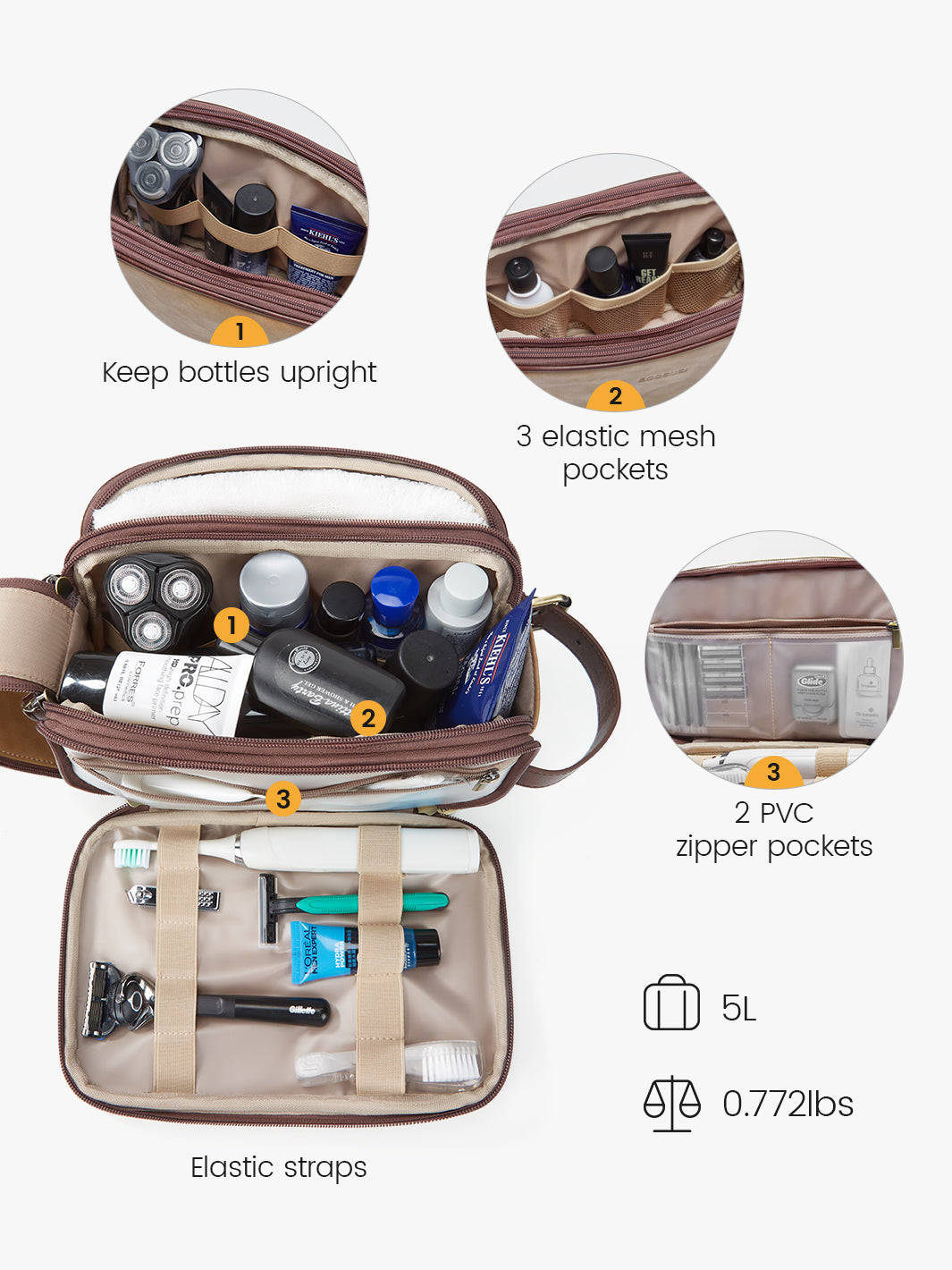 toiletry bag for men Golden Tan