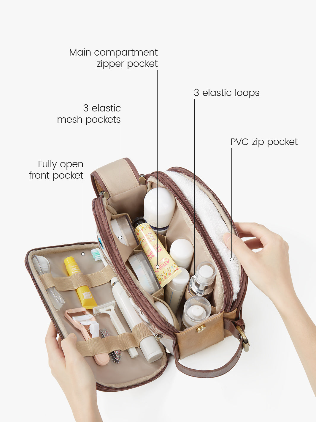 travel toiletry bag Golden Tan