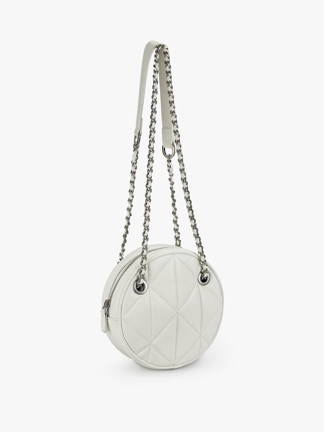 White shop round handbag